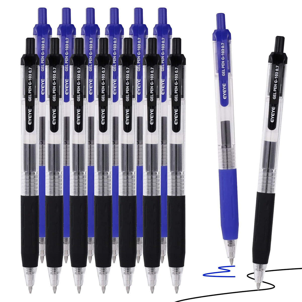 EYEYE G-103 Gel Pen 0.7mm, 5 Black 5 Blue, Medium Point Pens