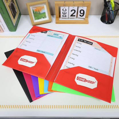 ONEKEE 8 Pack Plastic folders with Pockets – 2-Pocket Document Folders