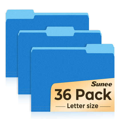 SUNEE File Folders, 30 Pack Manilla Folders 8.5 x 11, 1/3 Cut Tab for Easy Labeling and Organization, Durable Standard Paper for Home, Office, School Filing