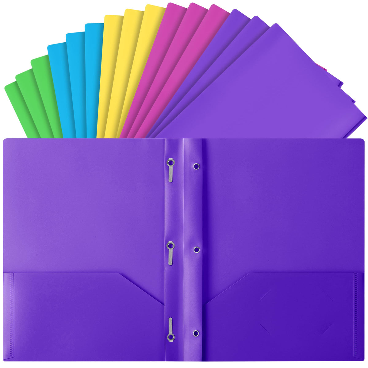 Mr. Pen- Plastic Folders with Pockets and Prongs, 5 Pack, Letter Size