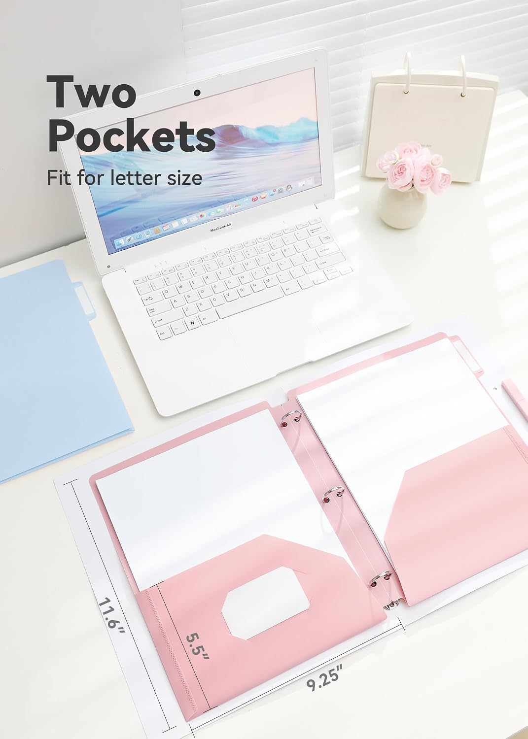 SortRax Plastic Folders with Pockets, 3-Hole, 3 Tab Positions, Pastel