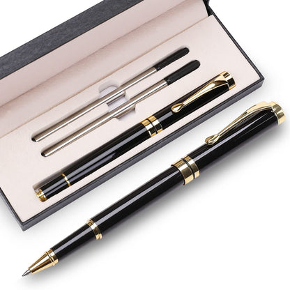 YIVONKA Luxury Ballpoint Pens Best Ball Pen Gift Set for Men & Women Professional Executive Office Nice BallPens Classy Gift Box Ballpoint Black Refill Line width 0.5mm (Red Gold)