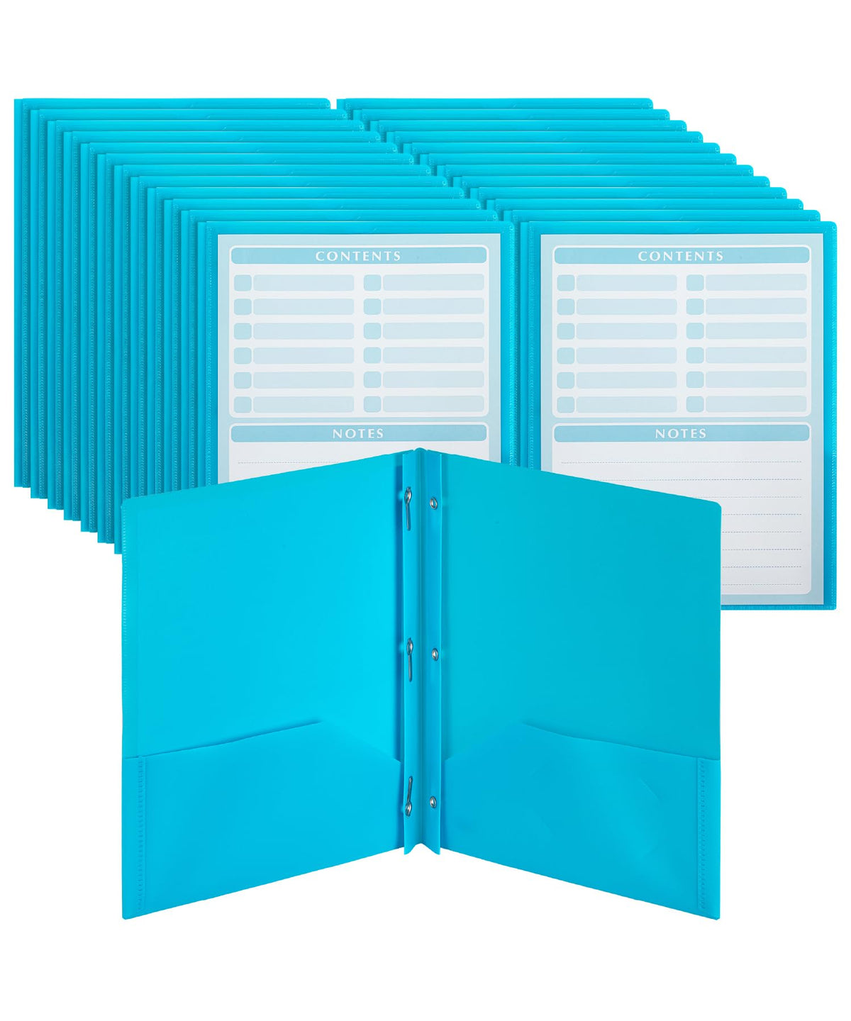Mr. Pen- Plastic Folders with Pockets and Prongs, 5 Pack, Letter Size