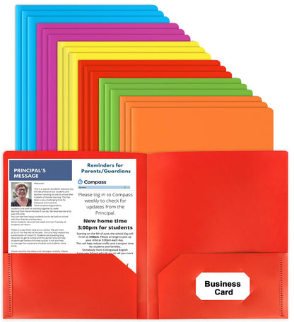 HABGP Plastic Folders with Pockets, 6 Color Heavy Duty Two Pocket Folders