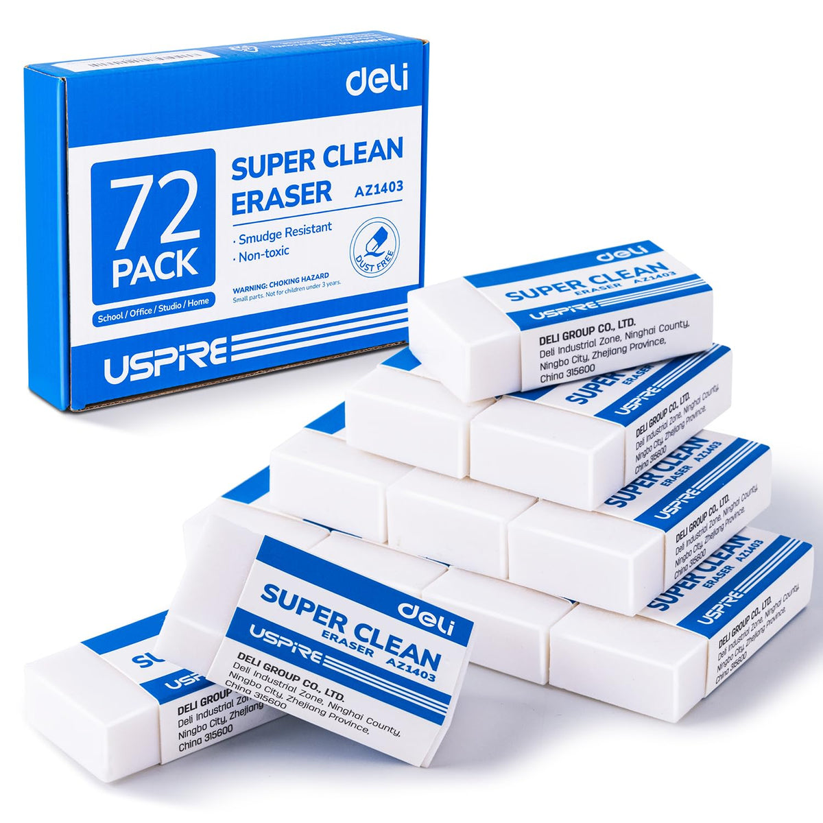 Deli Pencil Erasers, Pencil Eraser, 10 Pack
