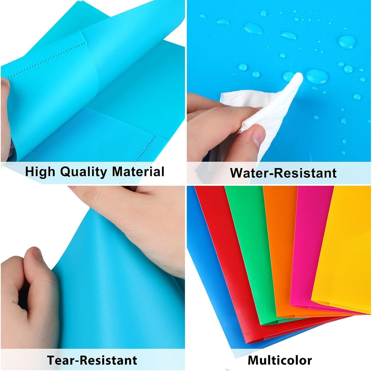 HABGP Plastic Folders with Pockets, 6 Color Heavy Duty Two Pocket Folders