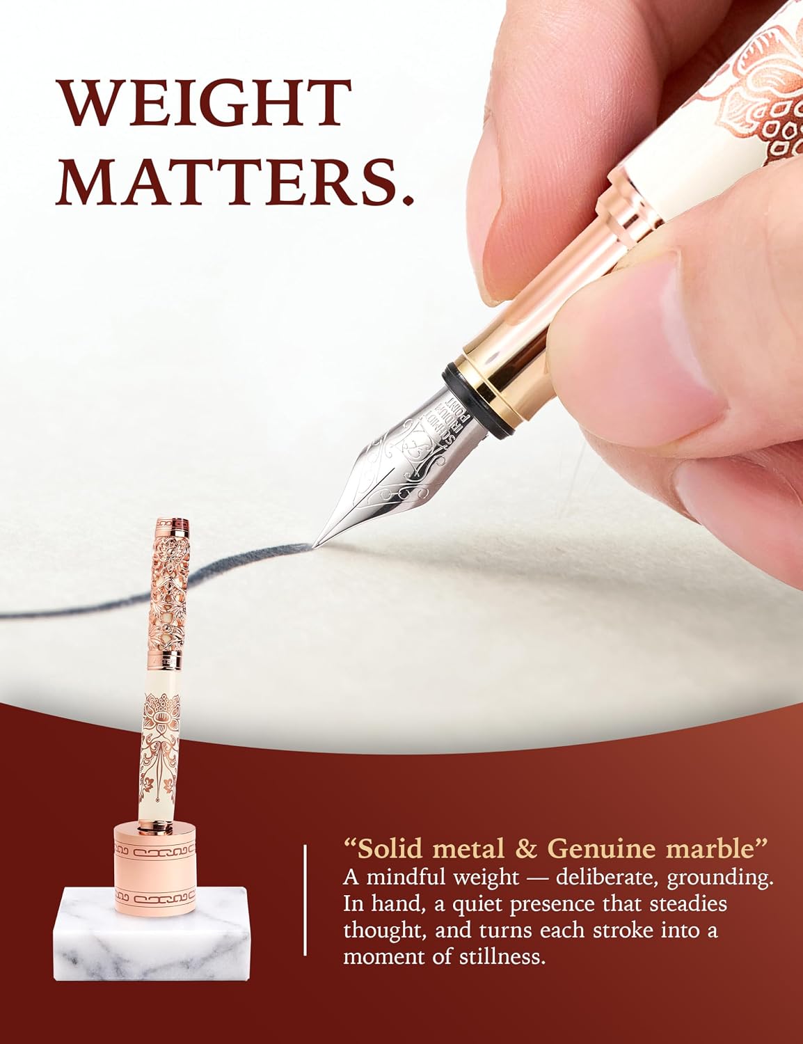 ARTEX x National Palace Museum Gold Lotus Fountain Pen & Marble Stand Set