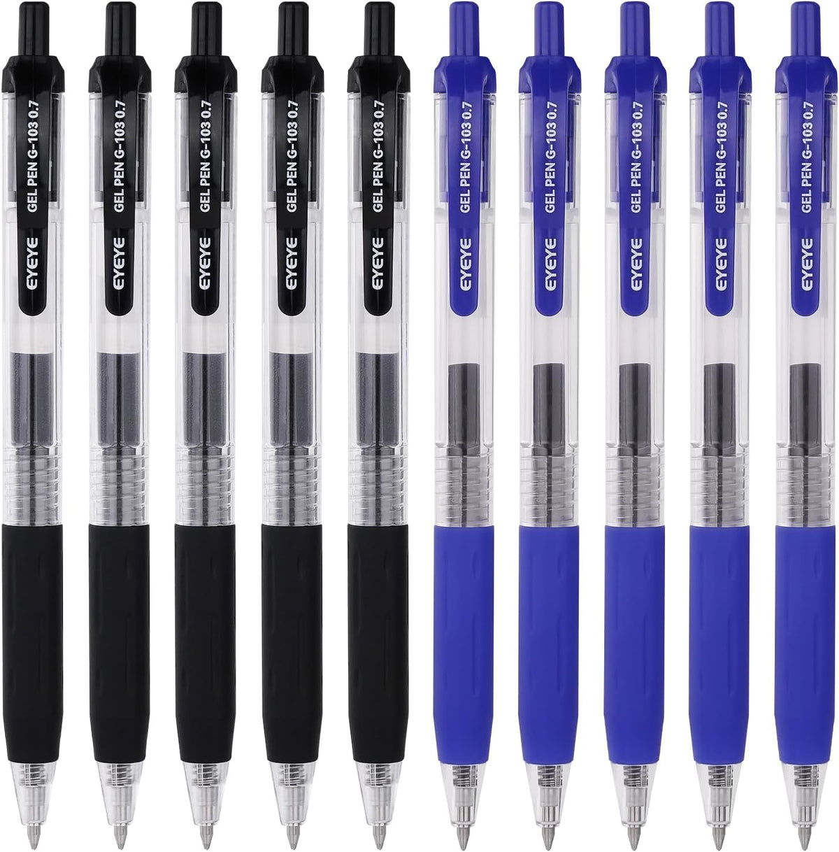 EYEYE G-103 Gel Pen 0.7mm, 5 Black 5 Blue, Medium Point Pens