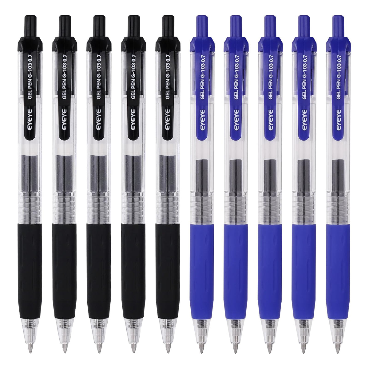 EYEYE G-103 Gel Pen 0.7mm, 5 Black 5 Blue, Medium Point Pens