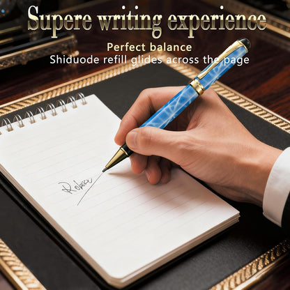 Luxury Ballpoint Pens Black Ink 0.5mm Medium Point Work Pen Smooth Writing,Elegant Fancy Nice Gift Pen Set for Signature Executive Business Office Supplies (Blue)