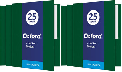 Oxford Twin-Pocket Folders, Textured Paper, Letter Size, Dark Blue, Holds 100 Sheets, Box of 25 (57538EE)