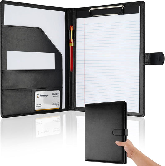 Professional Padfolio with Clipboard, Faux Leather Portfolio Folder Binder