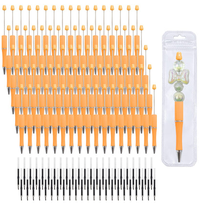 210 Pieces DIY Beadable Pen Bulk Kit – 70PCS Ballpoint Pen with Refills & Bags – Perfect for Beads Pens Supplies, Beaded Pens for DIY Crafting – Office Supplies & Teacher Accessories (Gold)