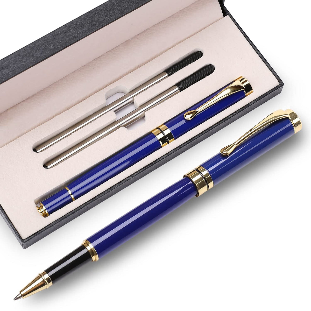 YIVONKA Luxury Ballpoint Pens Best Ball Pen Gift Set for Men & Women Professional Executive Office Nice BallPens Classy Gift Box Ballpoint Black Refill Line width 0.5mm (Red Gold)