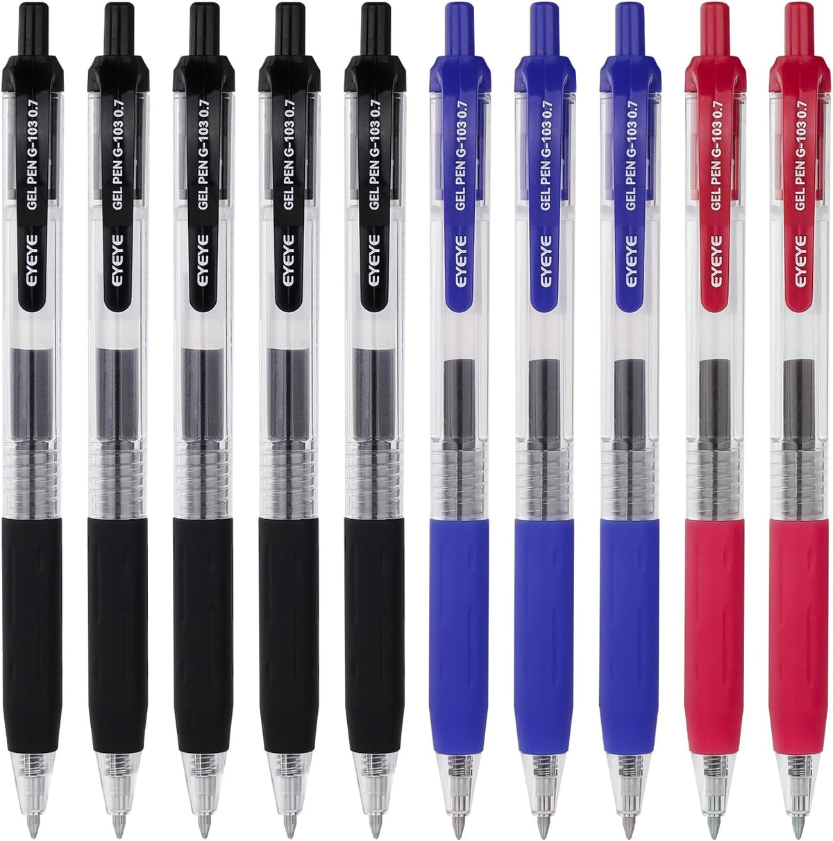 EYEYE G-103 Gel Pen 0.7mm, 5 Black 5 Blue, Medium Point Pens