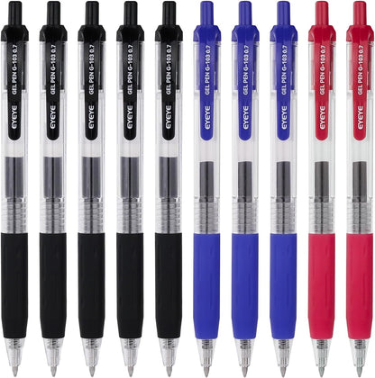 EYEYE G-103 Gel Pen 0.7mm, 5 Black 5 Blue, Medium Point Pens