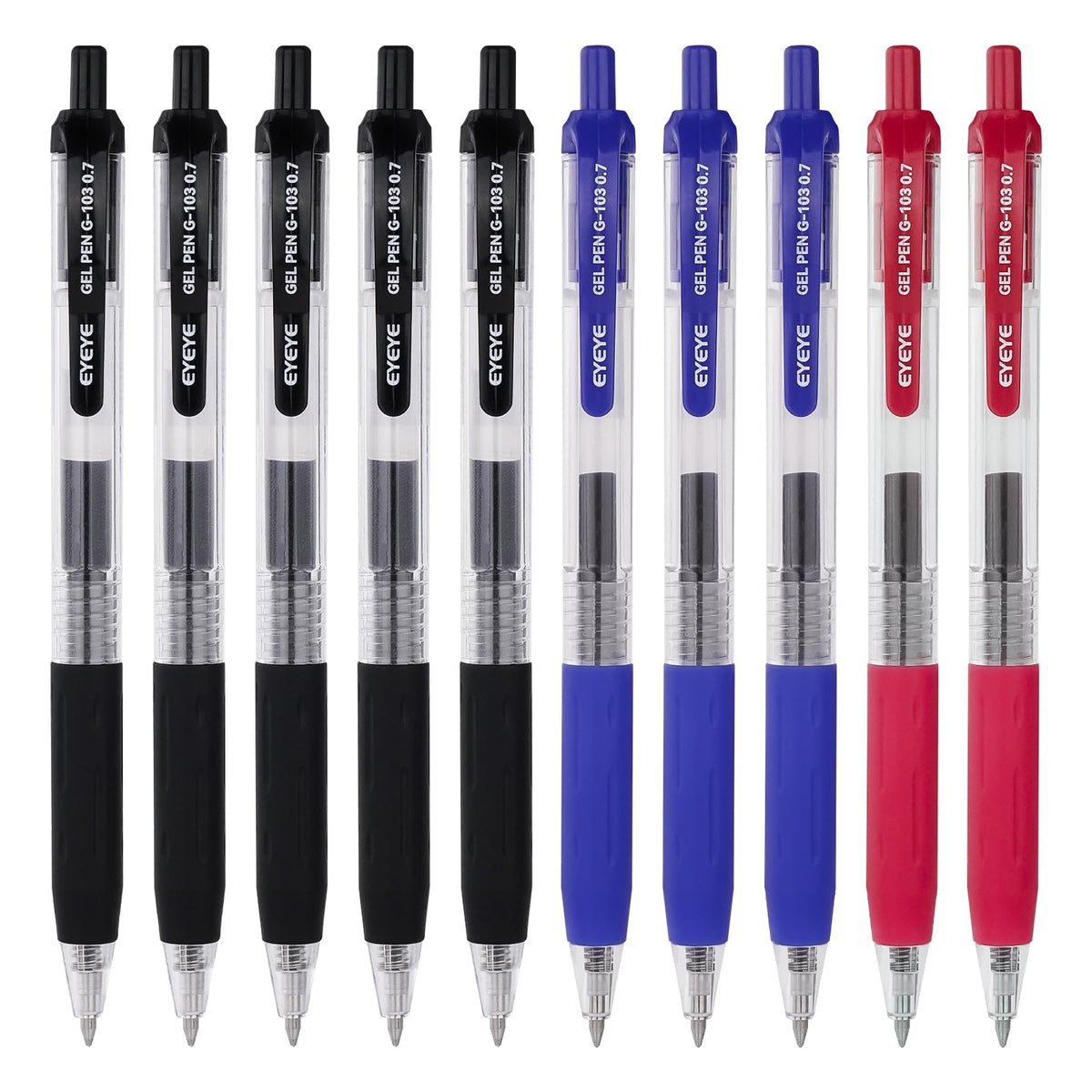 EYEYE G-103 Gel Pen 0.7mm, 5 Black 5 Blue, Medium Point Pens