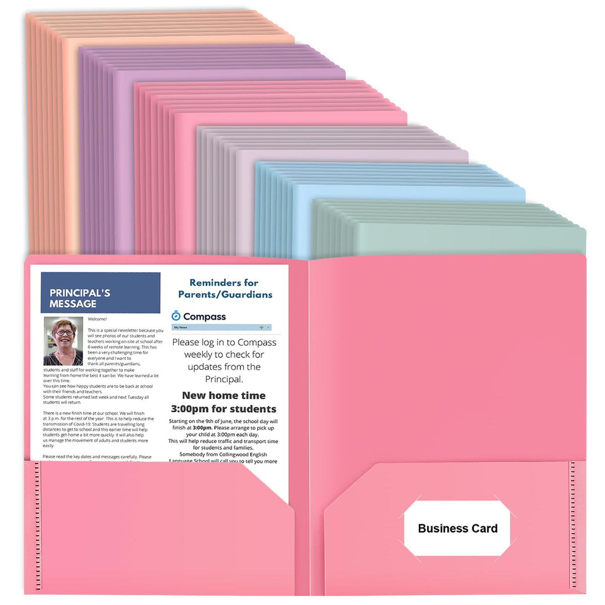 6 Pack Colored File Folders with Pockets, Pastel Pocket Folders, Plastic