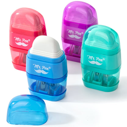 Mr. Pen- Pencil Sharpener & Eraser, 4 Pack