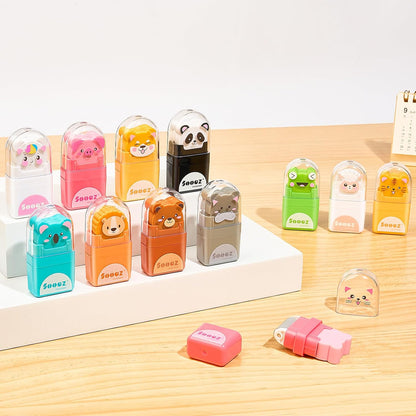 Sooez 12 Pack Pencil Erasers, Cute Animal Eraser with Clean Up Roller