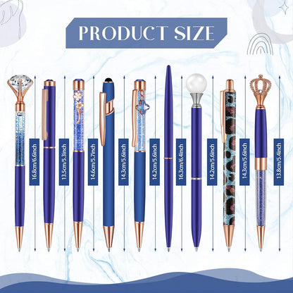 Janmini 9pcs Fancy Ballpoint Pens Glitter Journaling, Dark Blue