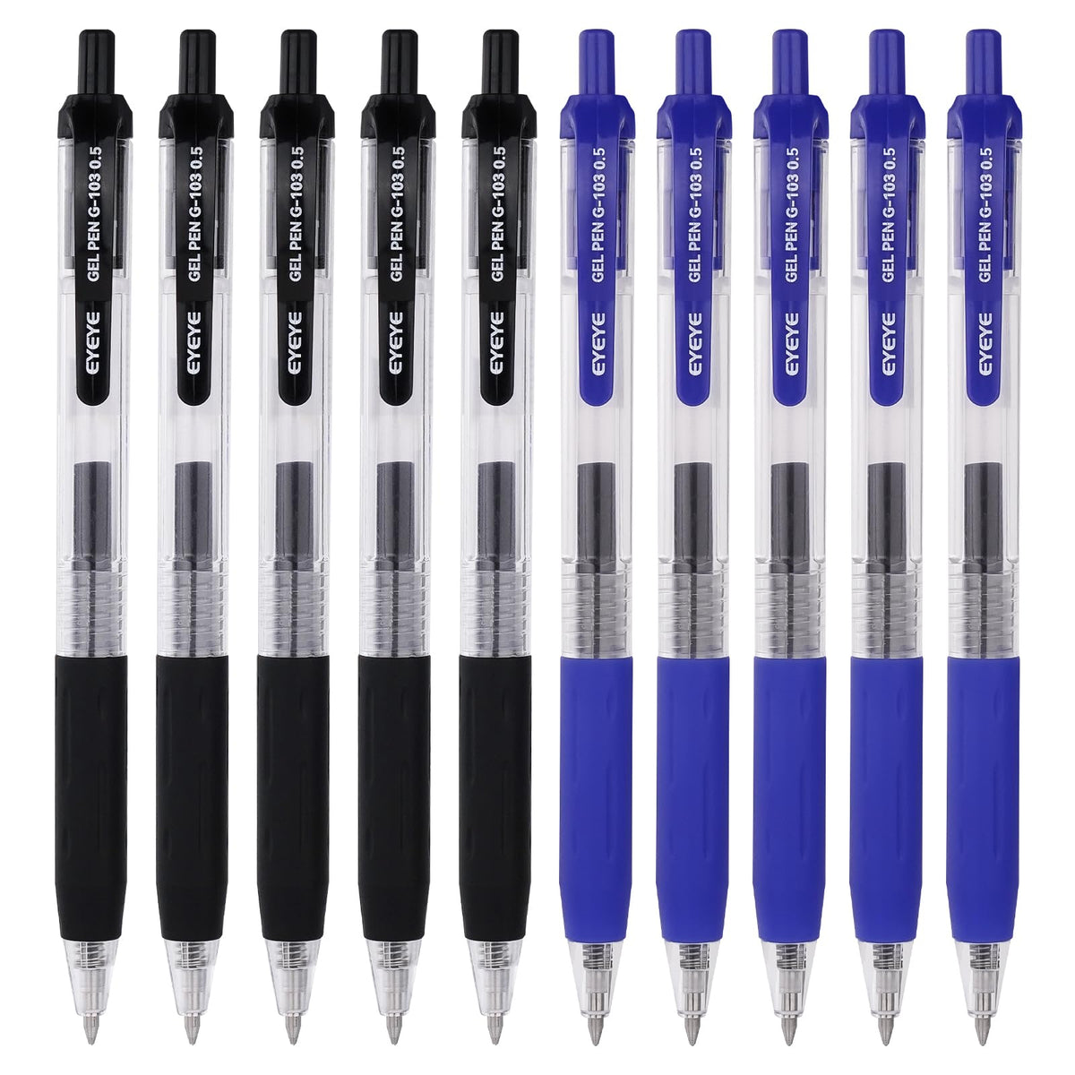 EYEYE G-103 Gel Pen 0.7mm, 5 Black 5 Blue, Medium Point Pens
