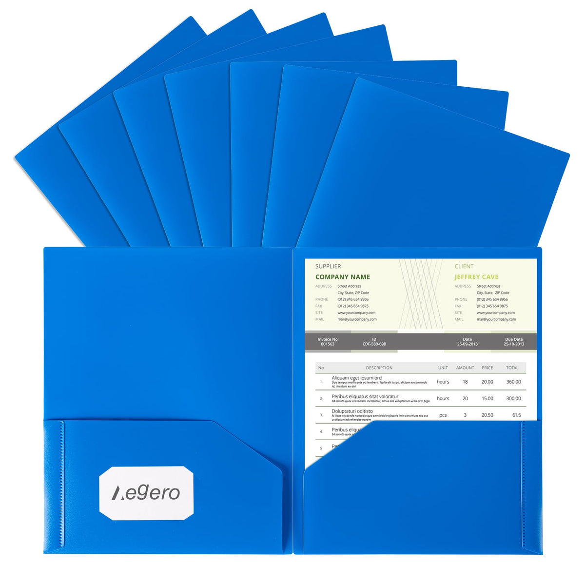 Aegero Plastic Folders with Pockets (7 Pack, Assorted Colors)