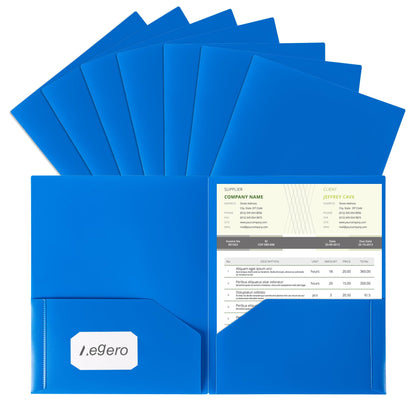 Aegero Plastic Folders with Pockets (7 Pack, Assorted Colors)
