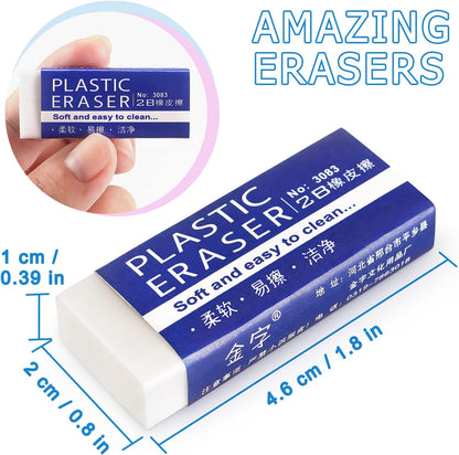 Tamaki Erasers, Large, White, 12 Pack