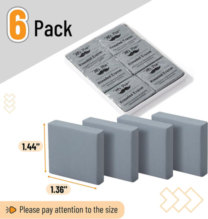 Mr. Pen- Kneaded Erasers, 1.44" x 1.36", 6 Pack, Gray