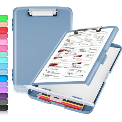 Sooez Clipboard with Storage, Clip Board 8.5 x 11 with Pen Holder, High Capacity Plastic Organization Case Box for Letter Legal A4 Size Paper, Nurses Teachers Must Haves, School & Office Supplies