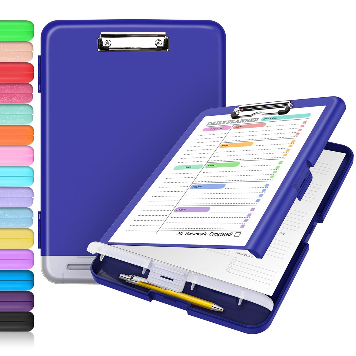 Sooez Clipboard with Storage, Clip Board 8.5 x 11 with Pen Holder, High Capacity Plastic Organization Case Box for Letter Legal A4 Size Paper, Nurses Teachers Must Haves, School & Office Supplies