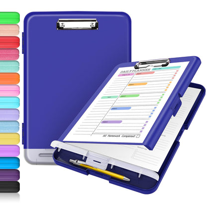 Sooez Clipboard with Storage, Clip Board 8.5 x 11 with Pen Holder, High Capacity Plastic Organization Case Box for Letter Legal A4 Size Paper, Nurses Teachers Must Haves, School & Office Supplies