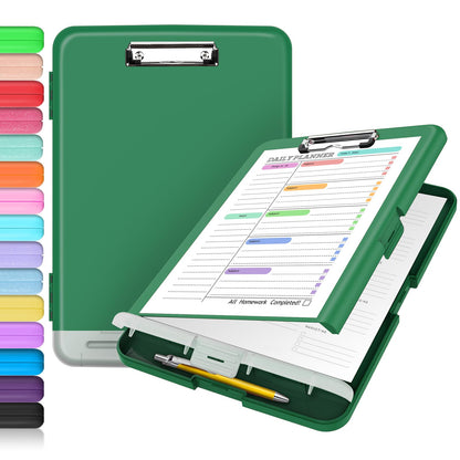 Sooez Clipboard with Storage, Clip Board 8.5 x 11 with Pen Holder, High Capacity Plastic Organization Case Box for Letter Legal A4 Size Paper, Nurses Teachers Must Haves, School & Office Supplies