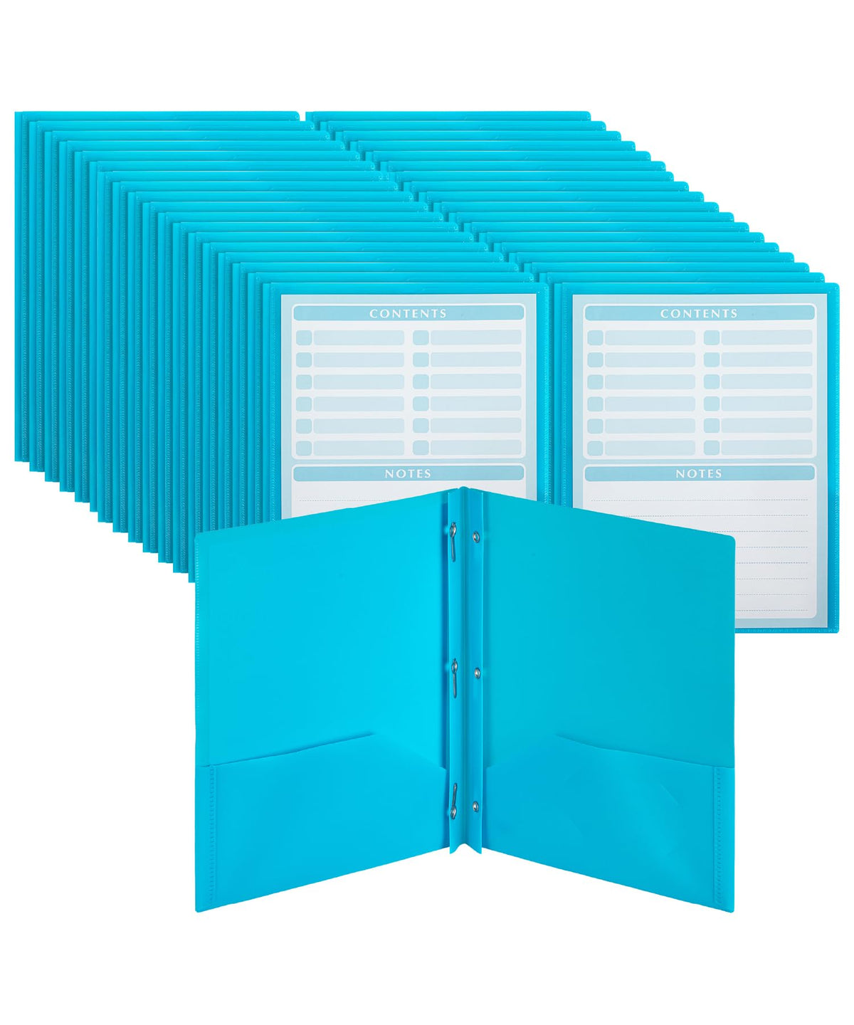 Mr. Pen- Plastic Folders with Pockets and Prongs, 5 Pack, Letter Size