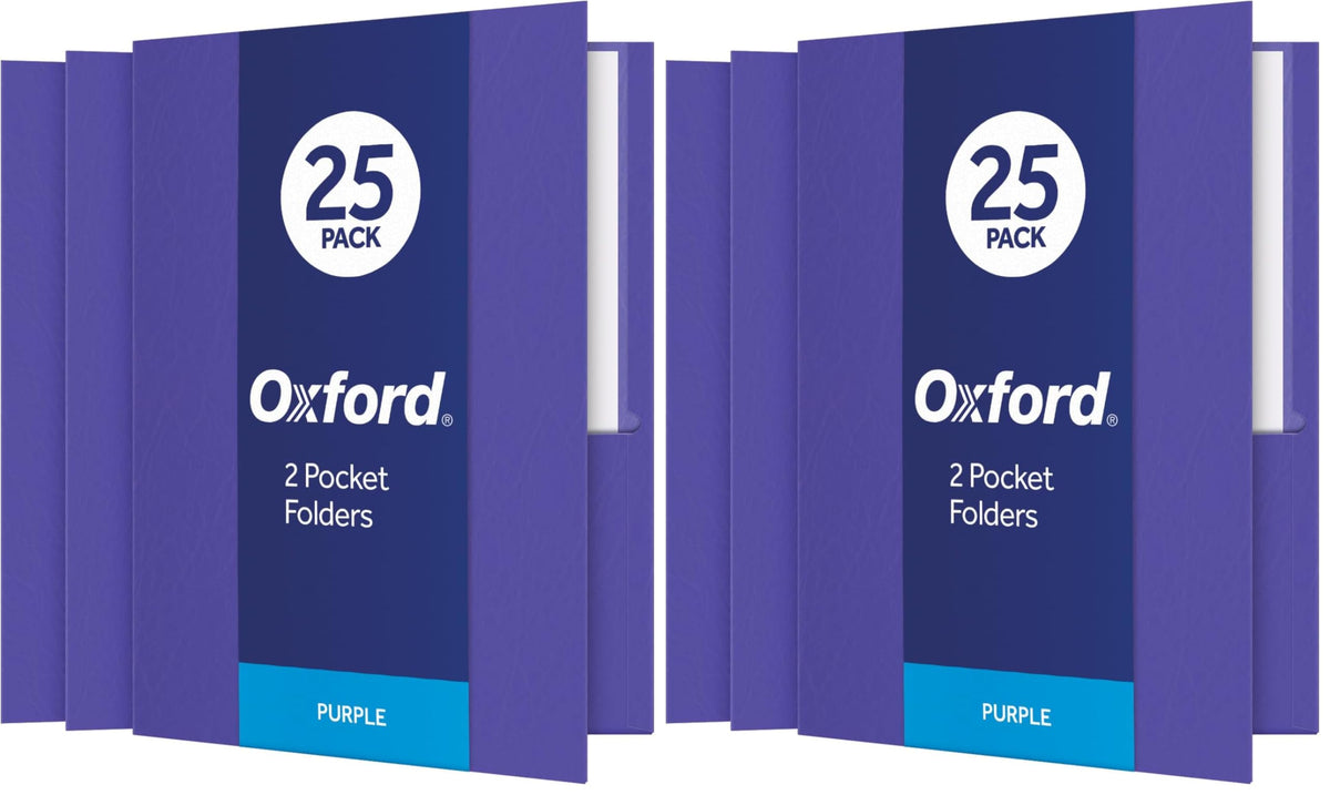 Oxford Twin-Pocket Folders, Textured Paper, Letter Size, Dark Blue, Holds 100 Sheets, Box of 25 (57538EE)