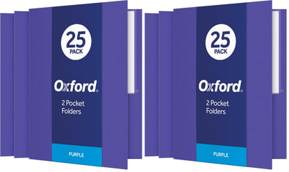 Oxford Twin-Pocket Folders, Textured Paper, Letter Size, Dark Blue, Holds 100 Sheets, Box of 25 (57538EE)