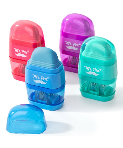 Mr. Pen- Pencil Sharpener & Eraser, 4 Pack