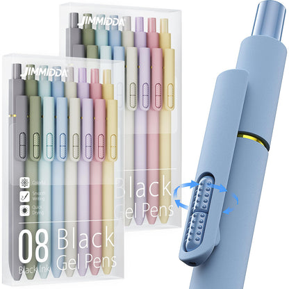 8 Pack Gel Pens, Black Ink Quick-Drying No Smudge with Fidget