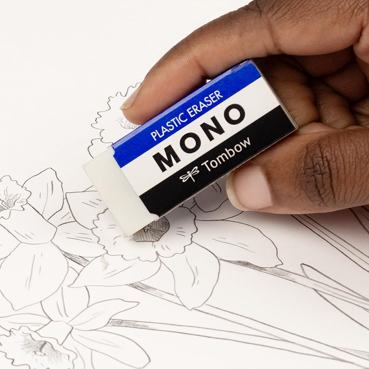 Tombow 57324 MONO Eraser, White, Medium, 3-Pack. Cleanly Removes Marks