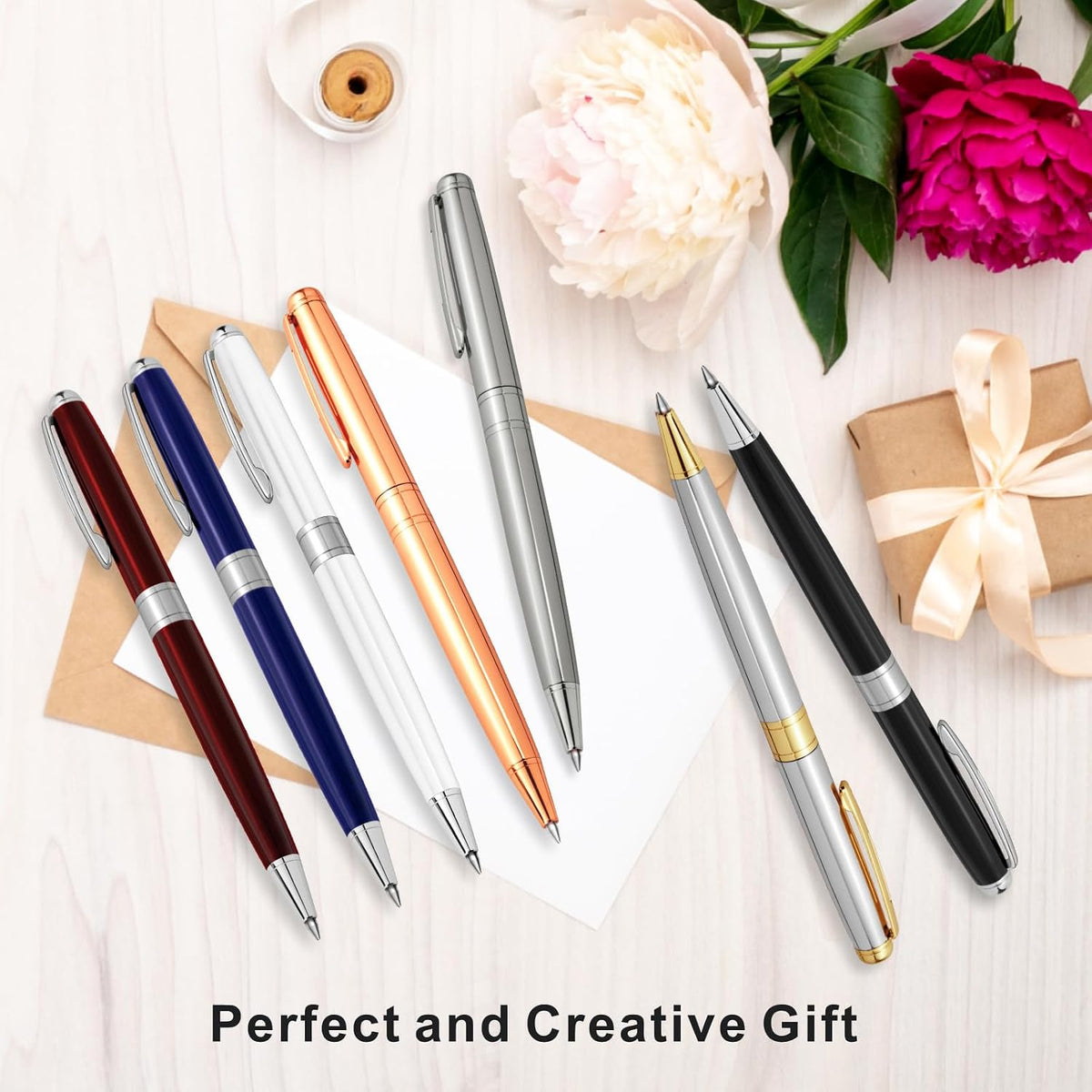 Cambond Ballpoint Pens Black Ink - 1.0 mm Metal Twist Gold Pens Bulk