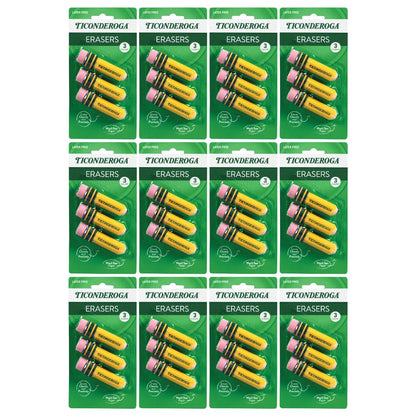Ticonderoga Pencil Shaped Erasers, Yellow, 3 Count