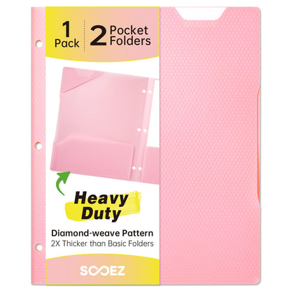 Sooez 6 Pack Plastic Folders with Pockets, Heavy Duty, Fits 3-Ring Binder