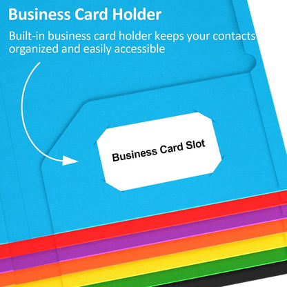 7 Pack Folders with Pockets, Colored Paper Pocket Folder
