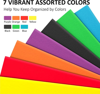 7 Pack Folders with Pockets, 2-Pocket with 10 Labels, Colored File Folders