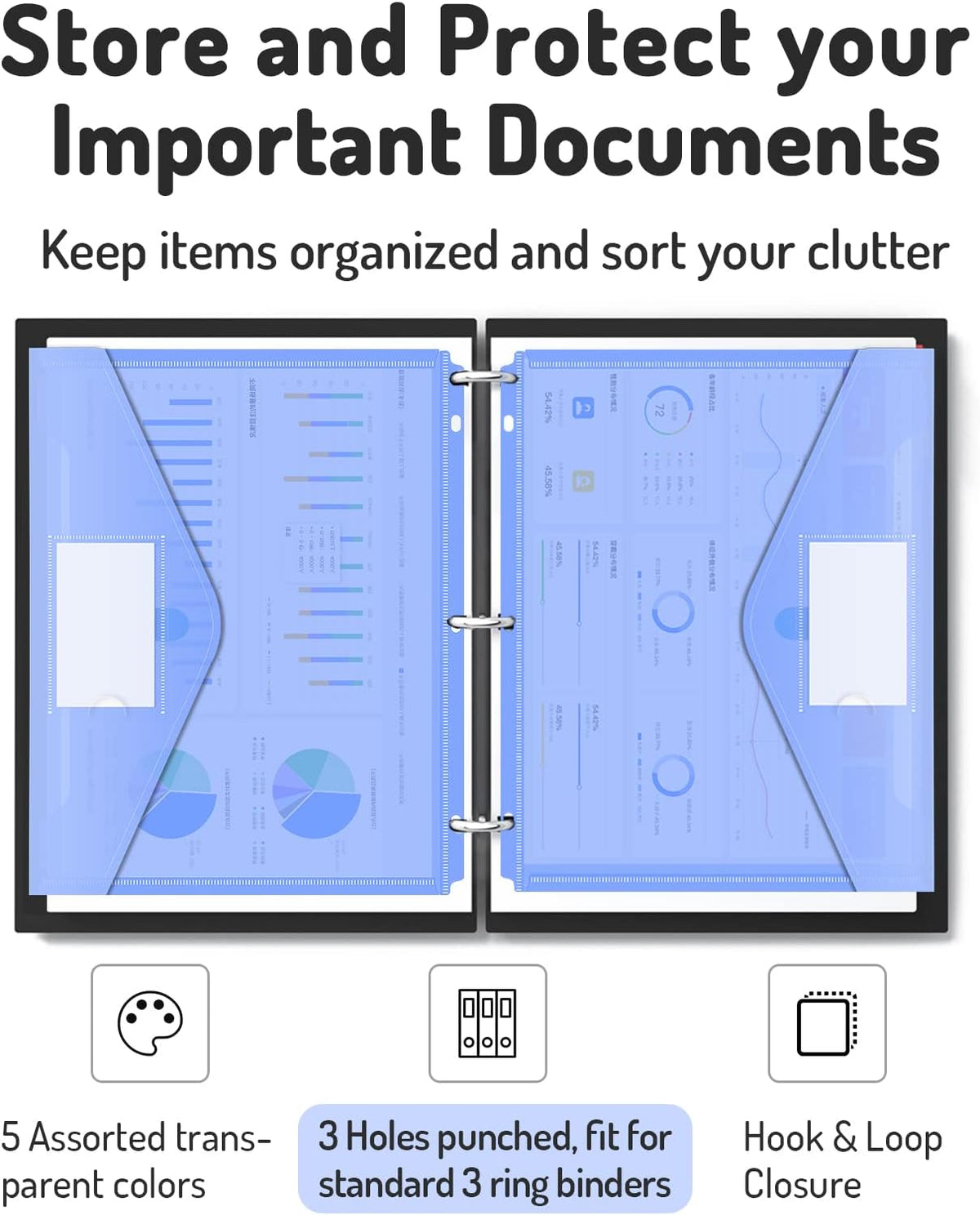 Forvencer Binder Pocket, 10 Pack Super Heavyweight Plastic Binder Folders