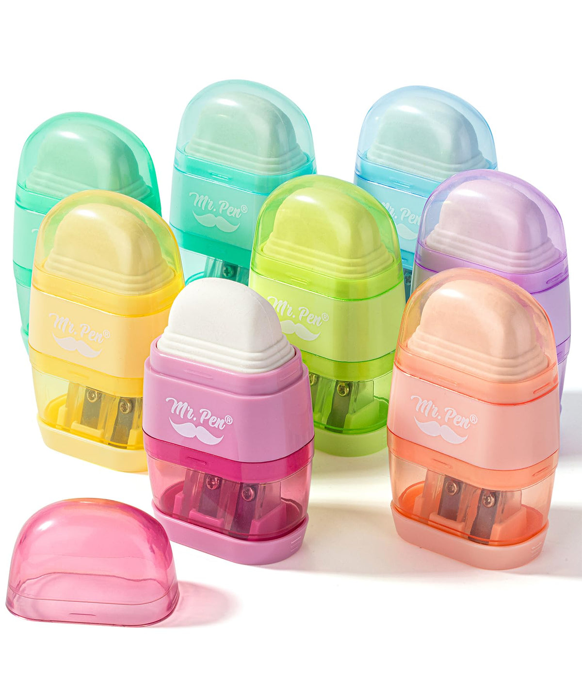 Mr. Pen- Pencil Sharpener & Eraser, 4 Pack