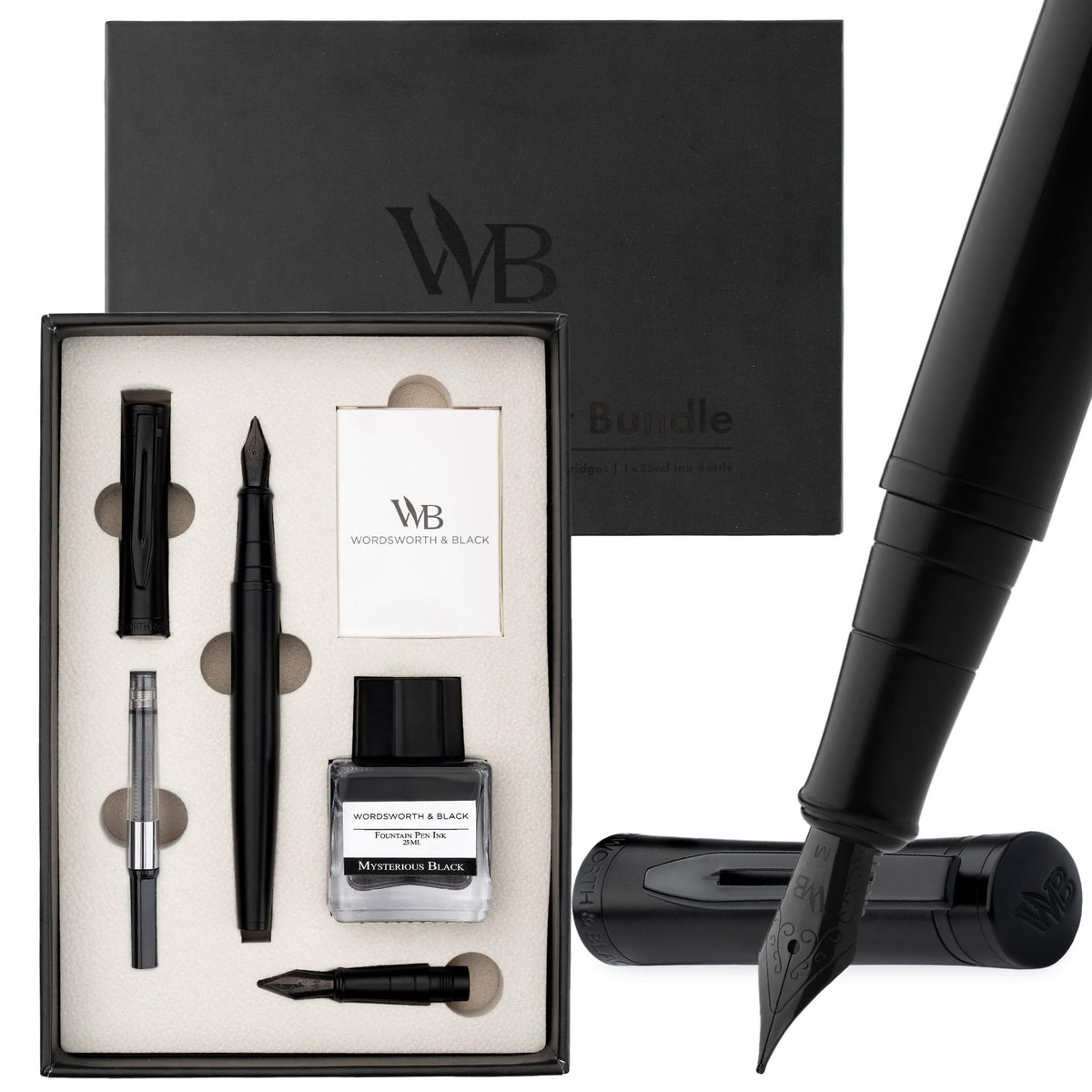 Wordsworth & Black Fountain Pen Gift Set, Medium & Extra Fine Nib, Brown