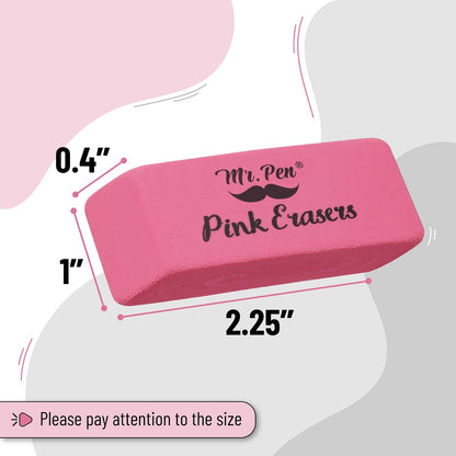 Mr. Pen- Pink Pencil Eraser, 12 Pack
