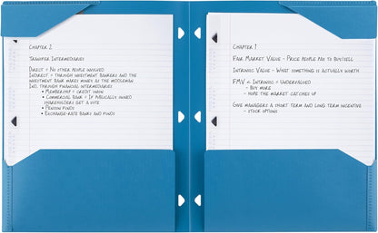 Five Star 2-Pocket Folder, Plastic Folder with Stay-Put Tabs, Fits 3-Ring Binder, Holds 8-1/2" x 11" Paper, Tidewater Blue (333420H-ECM)